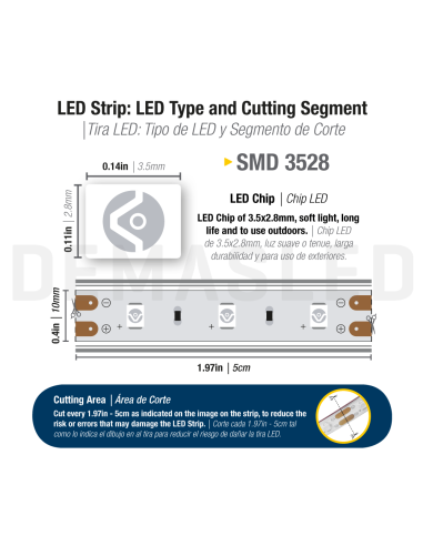 Tira LED SMD3528 IP67, 12V 4.5W/m, 60 LED/m, 5m