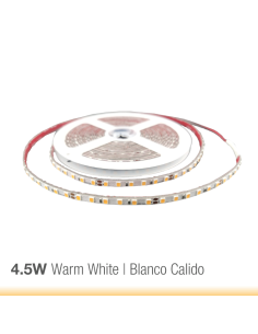 Tira LED SMD3528, 12V 4.5W/M Blanco Cálido 420 Lm/M 60 LEDs/M, 5m