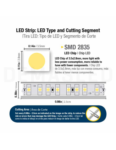 Tira LED SMD2835, 24V 24W/M Blanco Neutro 2400 Lm/M 240LEDs/M, 5m