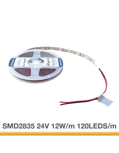 Tira LED SMD2835 24V 12W/m 1200lm/m 120 LEDs/m 8mm PBC, 5m