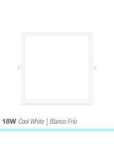 Panel LED cuadrado blanco, 22.3x22.3cm 18W 1440lm, empotrar