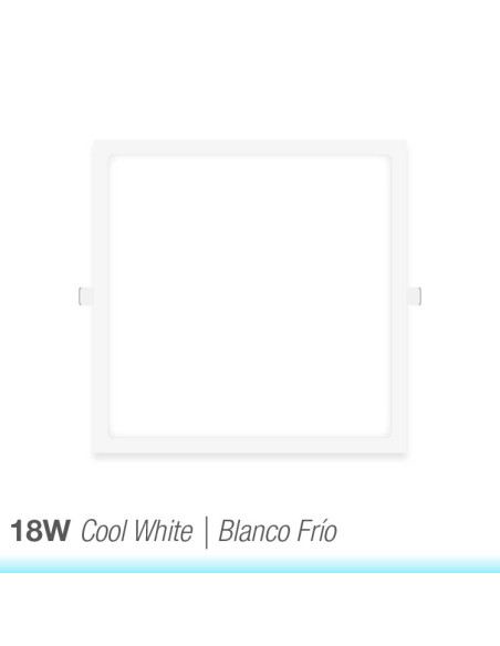 Panel LED cuadrado blanco, 22.3x22.3cm 18W 1440lm, empotrar