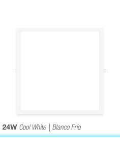 Panel LED cuadrado blanco de 30x30cm, 24W 1920lm, empotrar