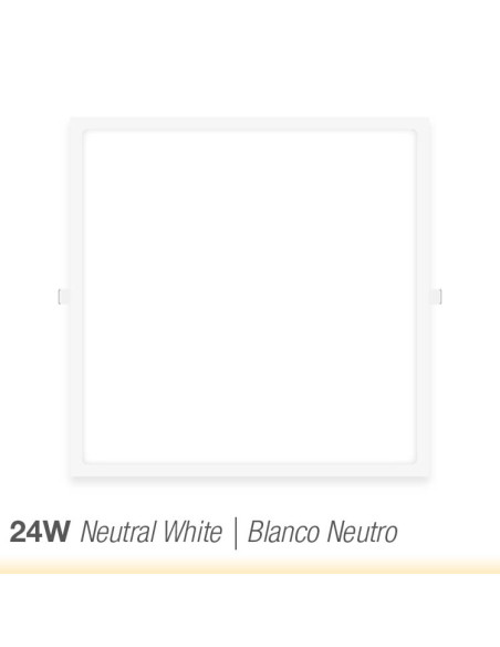 Panel LED cuadrado blanco de 30x30cm, 24W 1920lm, empotrar