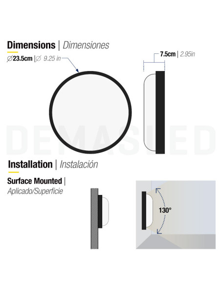 Aplique Exterior WALL ROUND LED 18W 1500lm Neutro 23.5cm 85-265V