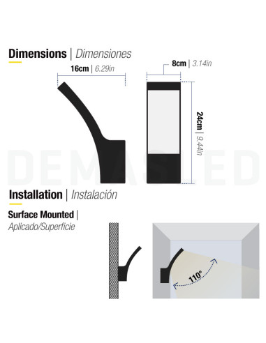 Aplique Exterior CURVED LED de Pared 11W Neutro 1000lm 220-240V