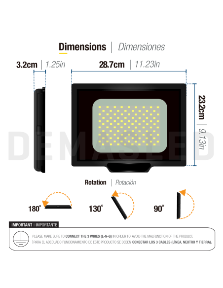 Proyector LED para Exteriores, 100W 8500lm Blanco Frio 6500K 220V