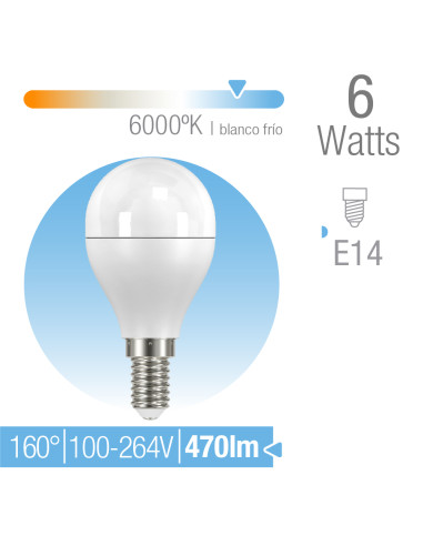 Bombilla E14 G45 esférica 6W