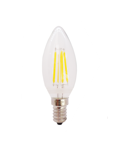 Bombilla E14 C37 vela filamento 5W blanco cálido