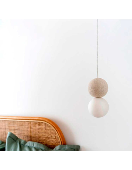 Colgante CRETA cemento con 1 globo opal