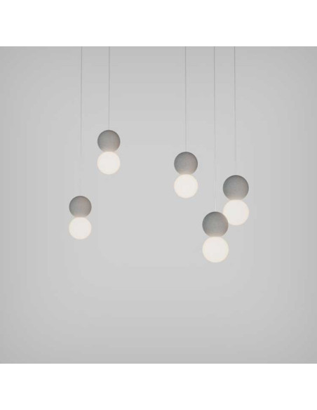Colgante CRETA cemento con 1 globo opal