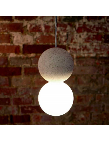 Colgante CRETA cemento con 1 globo opal