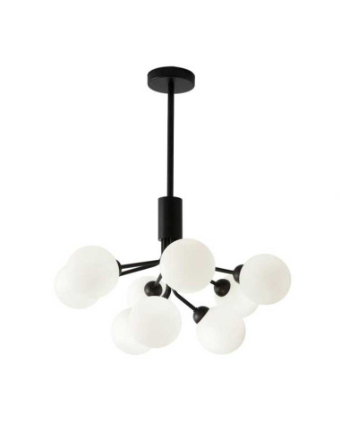 Colgante MUSA negro con 9 globos blancos satinados