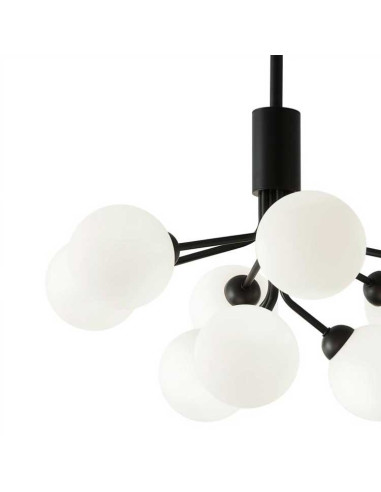 Colgante MUSA negro con 9 globos blancos satinados