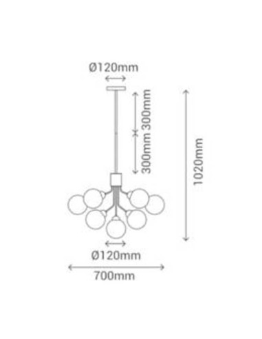 Colgante MUSA negro con 9 globos blancos satinados