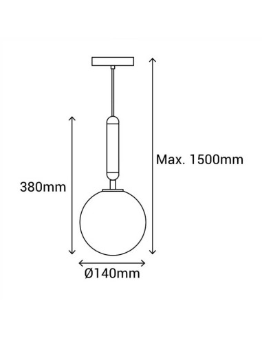 Colgante MUSA negro con 1 globo transparente texturizado