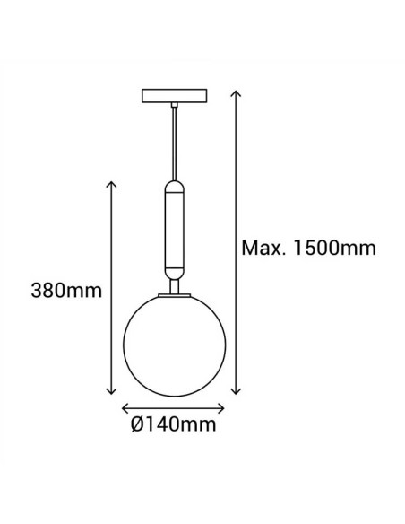 Colgante MUSA negro con 1 globo transparente texturizado