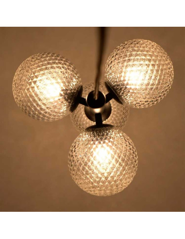 Colgante MUSA negro con 4 globos transparentes texturizados