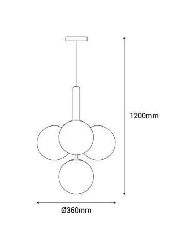 Colgante MUSA negro con 4 globos transparentes texturizados