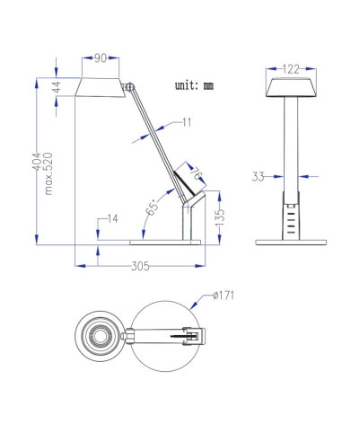 Lámpara mesa AVA regulable con cargador USB