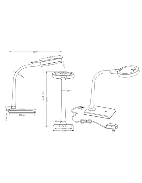 Lámpara mesa LUPO flexible con lupa