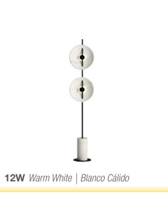 Lámpara de pie 12W, Negro Mate, Blanco Cálido 3000K 744lm, D-30cm