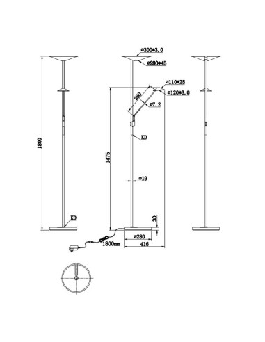 Lámpara pie con lector Brant