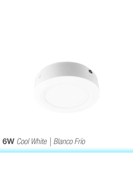 Plafón LED redondo blanco de 12cm, 6W 390lm, aplicar