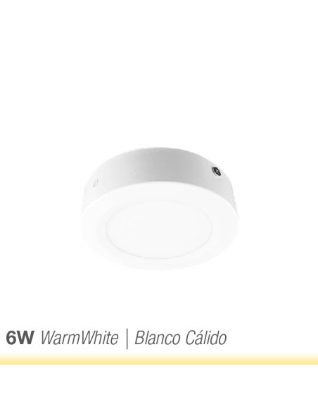 Plafón LED redondo blanco de 12cm, 6W 390lm, aplicar