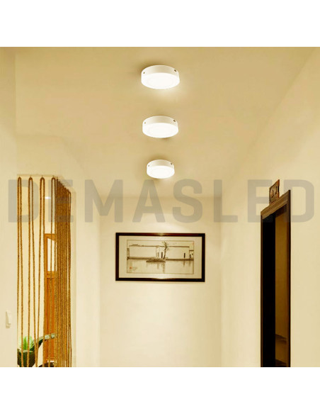 Plafón LED redondo blanco de 12cm, 6W 390lm, aplicar