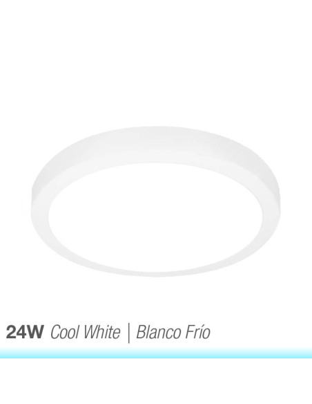 Plafón LED redondo blanco de 30cm, 24W 1920lm, de aplicar