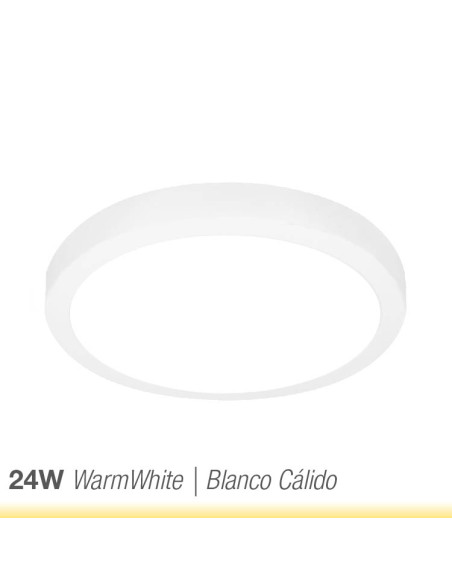 Plafón LED redondo blanco de 30cm, 24W 1920lm, de aplicar