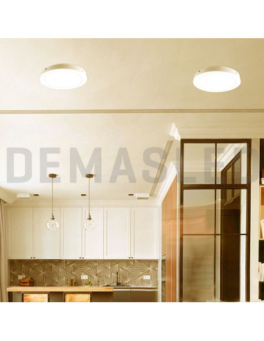 Plafón LED redondo blanco de 30cm, 24W 1920lm, de aplicar