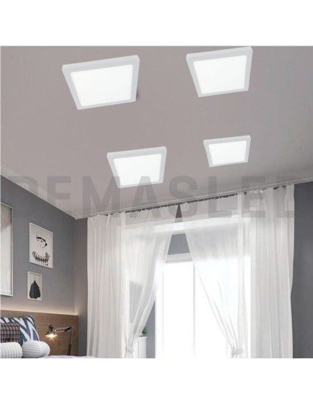 Plafón LED cuadrado de superficie 18W 1440lm 22x22cm 100-240V