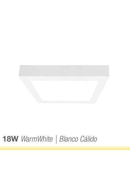 Plafón LED cuadrado de superficie 18W 1440lm 22x22cm 100-240V
