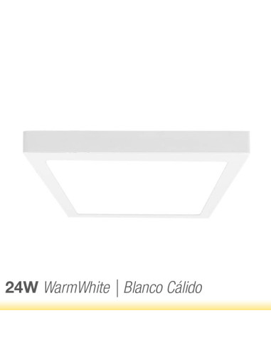 Plafón LED cuadrado blanco de 30x30cm, 24W 1920lm, de aplicar