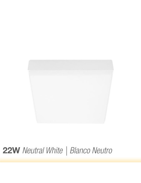 Plafón LED cuadrado FRAMELESS de 17x17cm 22W 1870lm, Aplicar