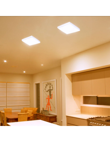 Plafón LED cuadrado FRAMELESS de 22x22cm, 42W 3570lm, Aplicar