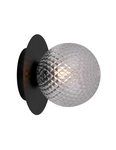 Plafón de metal MUSA con 1 globo transparente tramado