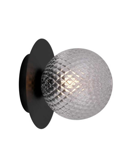 Plafón de metal MUSA con 1 globo transparente tramado