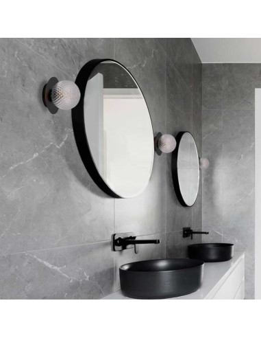 Plafón de metal MUSA con 1 globo transparente tramado