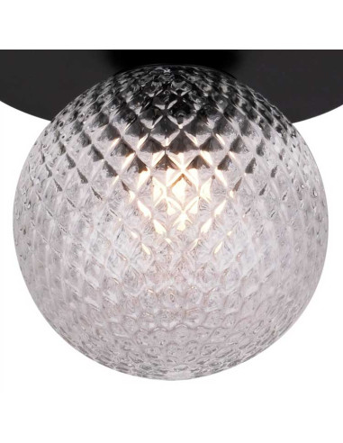 Plafón de metal MUSA con 1 globo transparente tramado