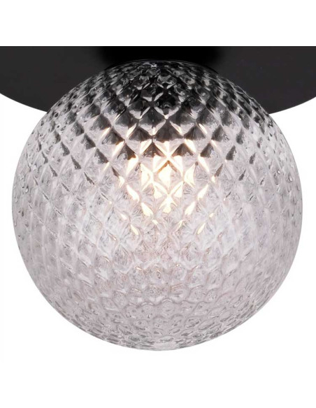 Plafón de metal MUSA con 1 globo transparente tramado