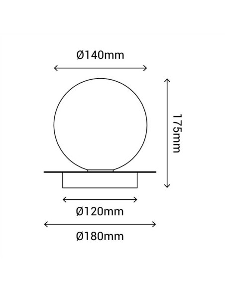 Plafón de metal MUSA con 1 globo transparente tramado