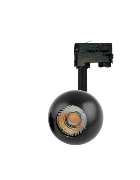 Foco carril 10W Trifásico esfera orientable UGR13 Negro 3000K