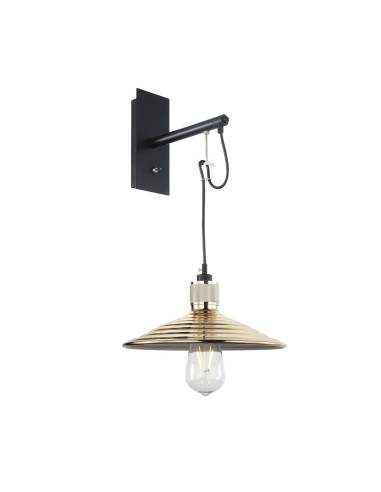Aplique de pared modelo MB6235A-GD en color Dorado, Negro para 1xE27 (no incluida)