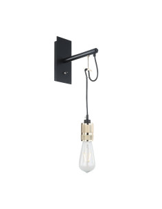 Aplique de pared modelo MB6235-GD en color Dorado, Negro para 1xE27 (no incluida)