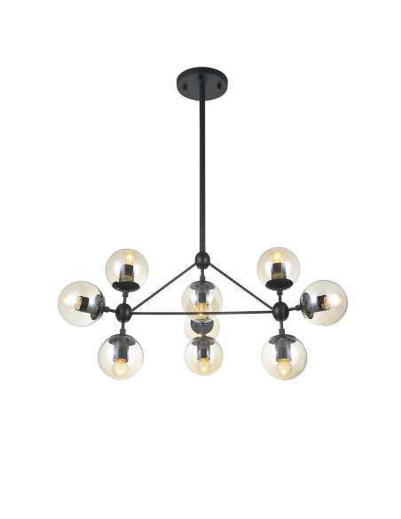 Lámpara colgante modelo MD2373-980BK en color Negro, Transparente para 10xE27 (no incluida)
