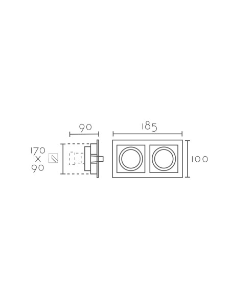 Empotrable modelo ARO RCGUR62-WH en color Blanco+Negro para 2xGU10 (no incluida)