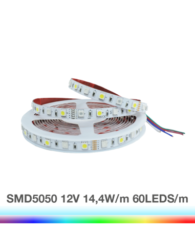 Tira LED SMD5050, 12V 12W/M, 60 LEDs/M, 5m